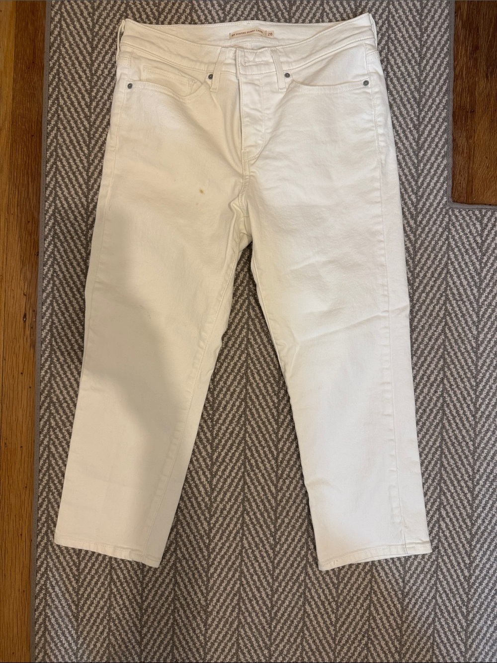 Levi’s White Cropped Straight-Leg Jeans 311